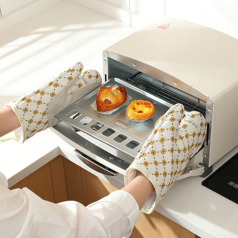 Heat Resistant Cotton Microwave Oven Mitts Kitchen Gloves