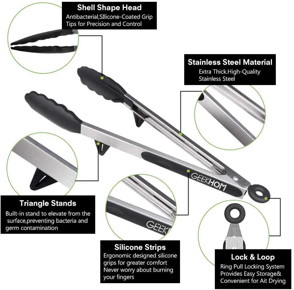 Silicone Stainless Steel Kitchen And Barbecue Tongs
