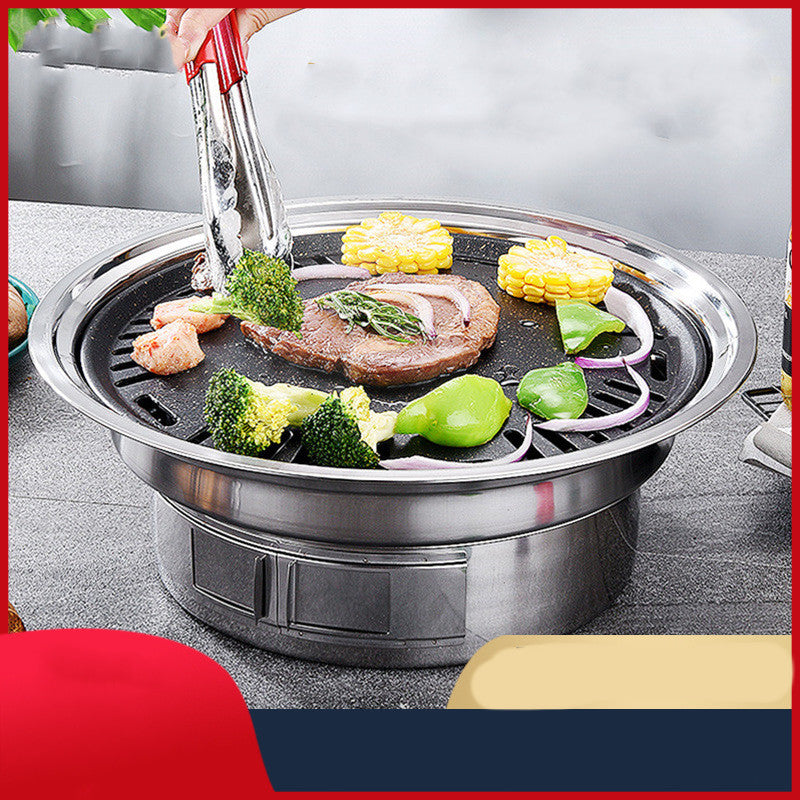 Portable Stainless Steel Round Charcoal BBQ Grill Non-Stick