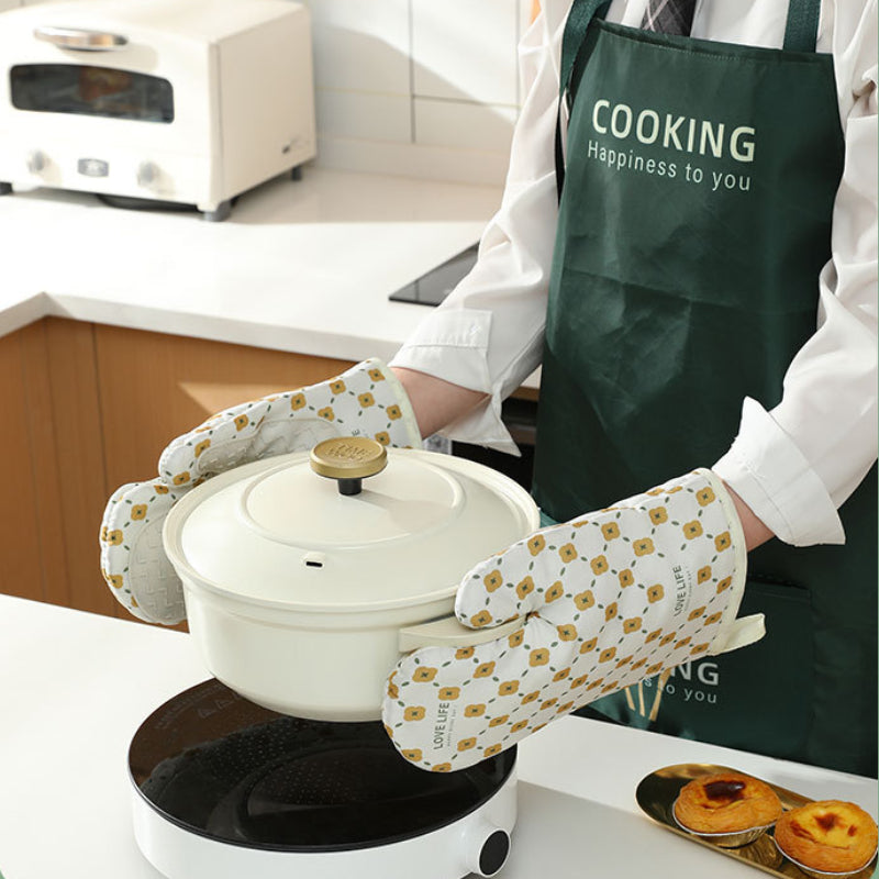 Heat Resistant Cotton Microwave Oven Mitts Kitchen Gloves