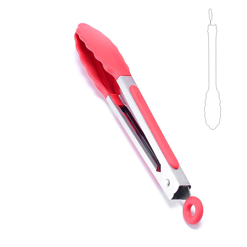 Heat Resistant Silicone Stainless Steel Kitchen Tongs With Locking Handle