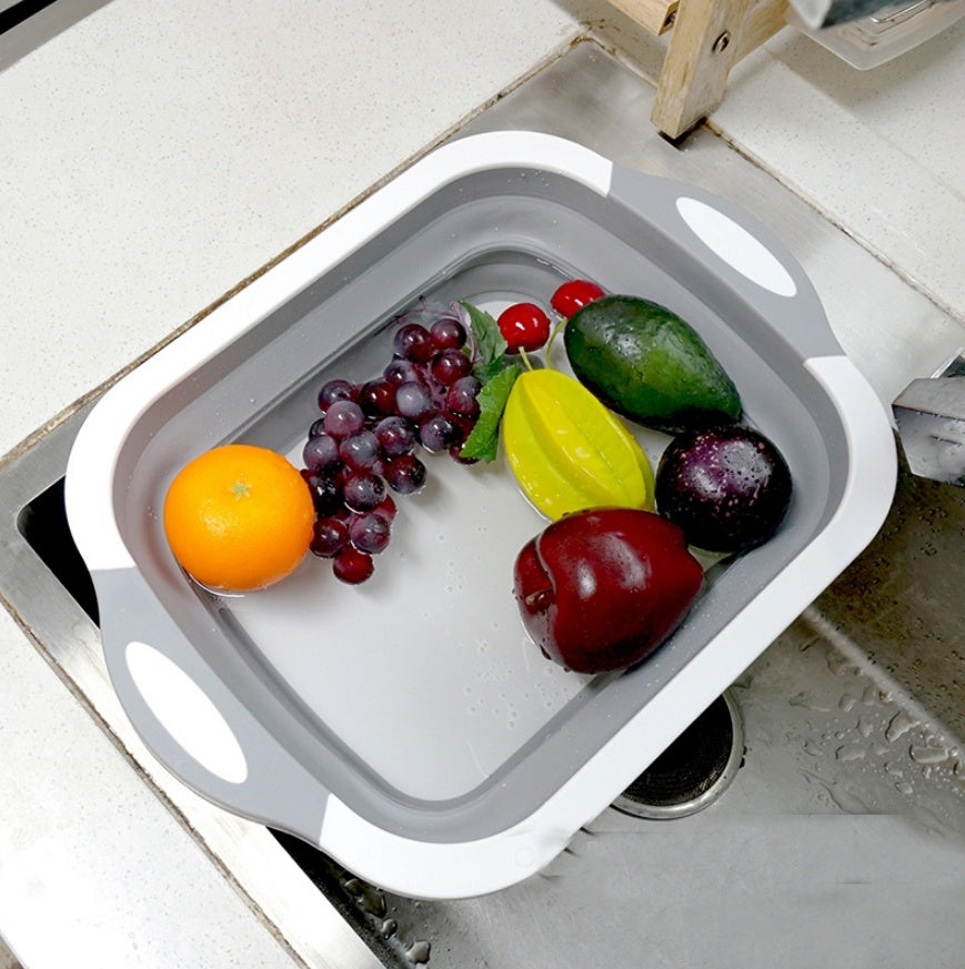Folding Multifunctional Vegetable Cutting Board With Washing Basket