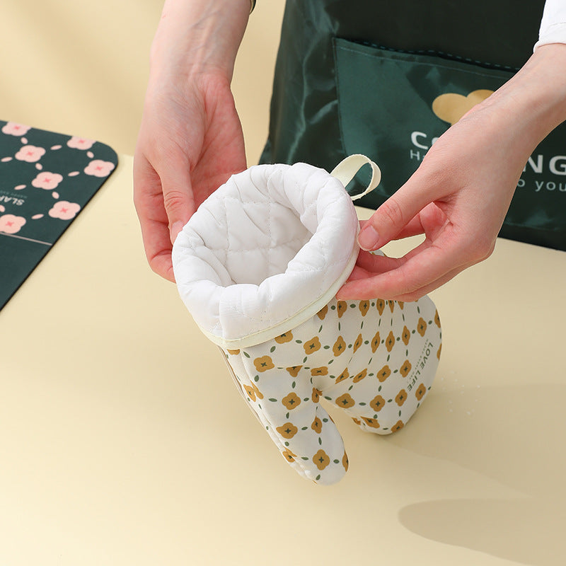 Heat Resistant Cotton Microwave Oven Mitts Kitchen Gloves