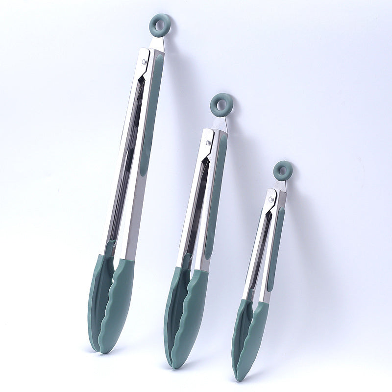 Heat Resistant Silicone Stainless Steel Kitchen Tongs With Locking Handle