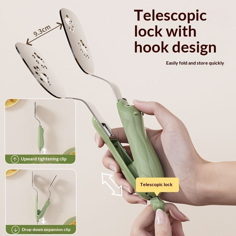 Extended Non-Slip 2-in-1 Stainless Steel Food Tongs