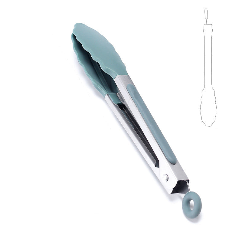 Heat Resistant Silicone Stainless Steel Kitchen Tongs With Locking Handle