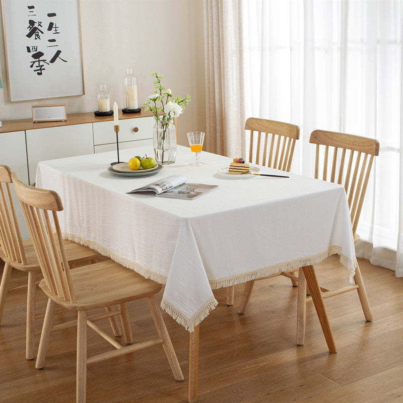 All Cotton Washed Cotton Tassel Coffee Table Cloth Table Cloth