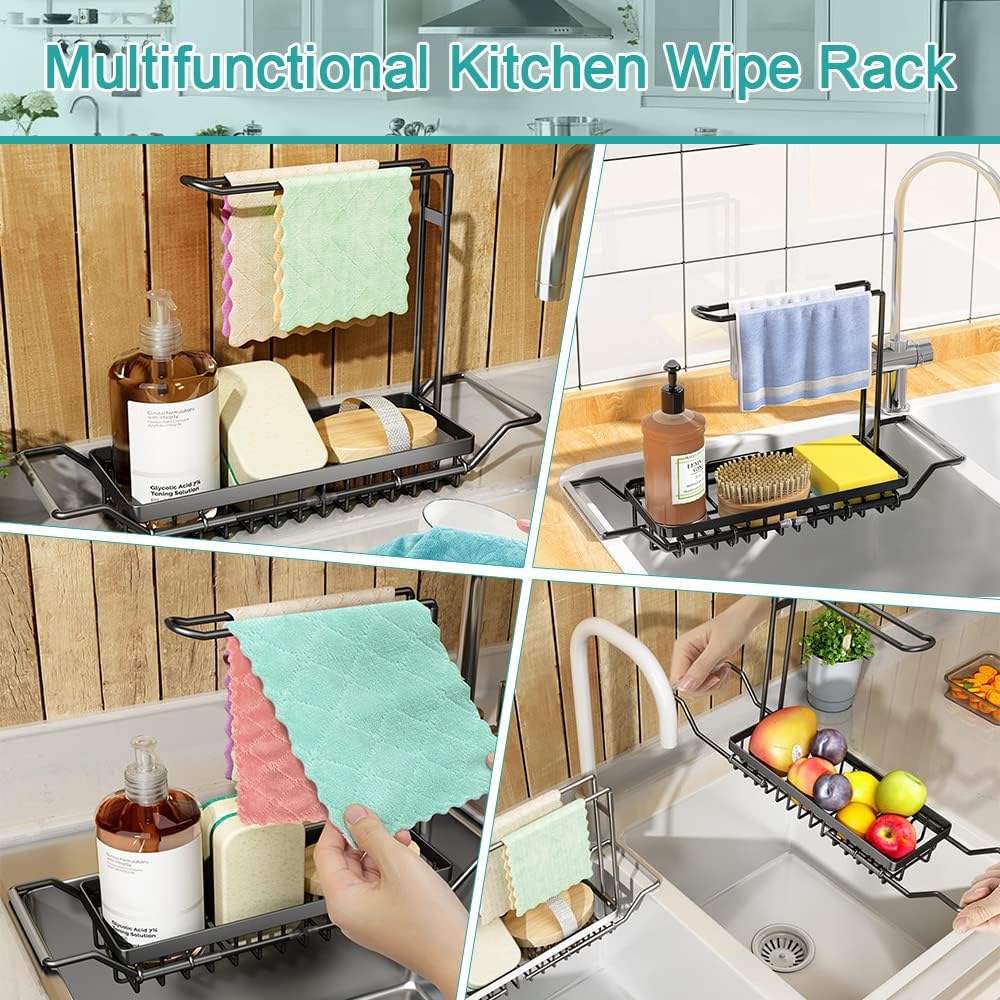 Expandable Stainless Steel Sink Caddy Organizer With Holder