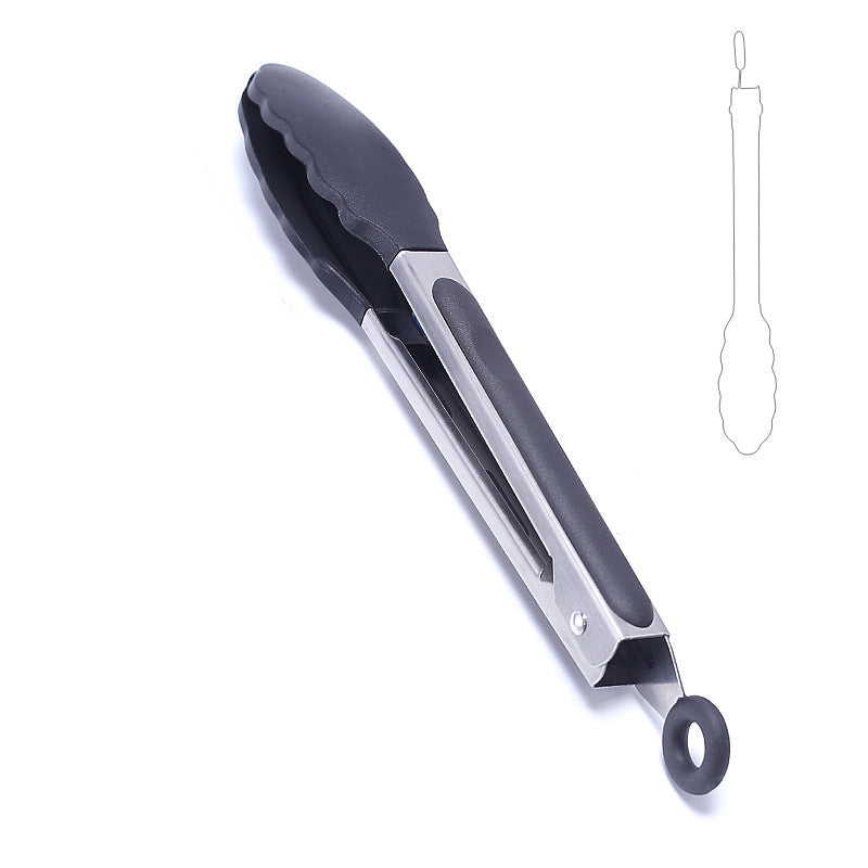Heat Resistant Silicone Stainless Steel Kitchen Tongs With Locking Handle