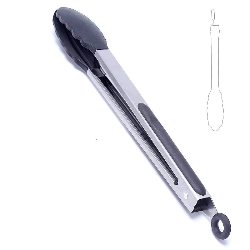 Heat Resistant Silicone Stainless Steel Kitchen Tongs With Locking Handle