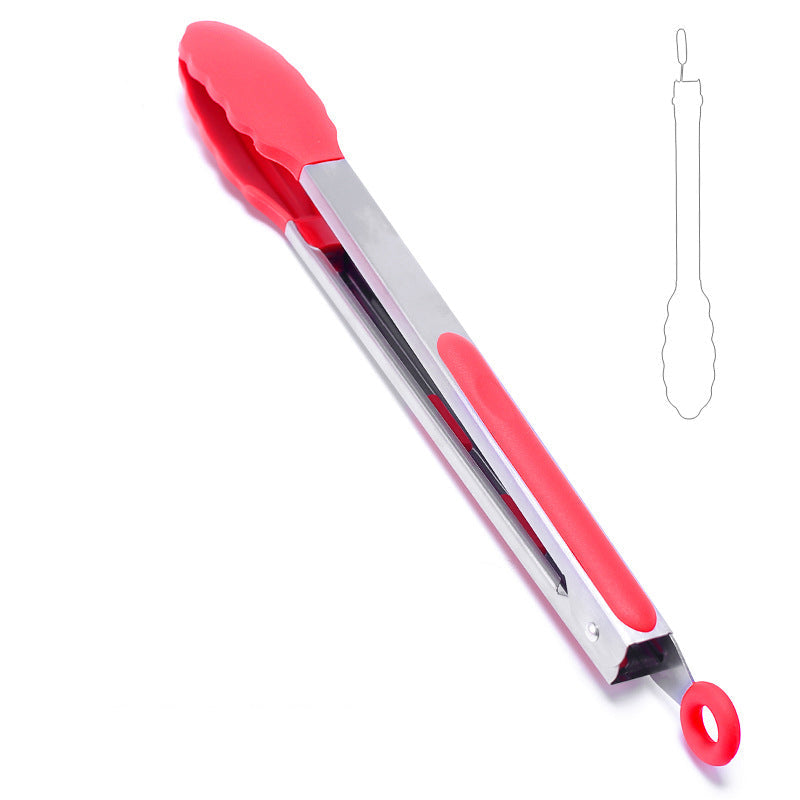 Heat Resistant Silicone Stainless Steel Kitchen Tongs With Locking Handle