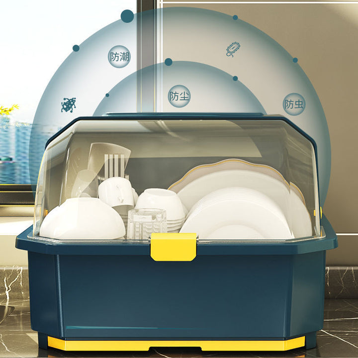 Plastic Tableware Storage and Drain Dish Rack for Kitchen