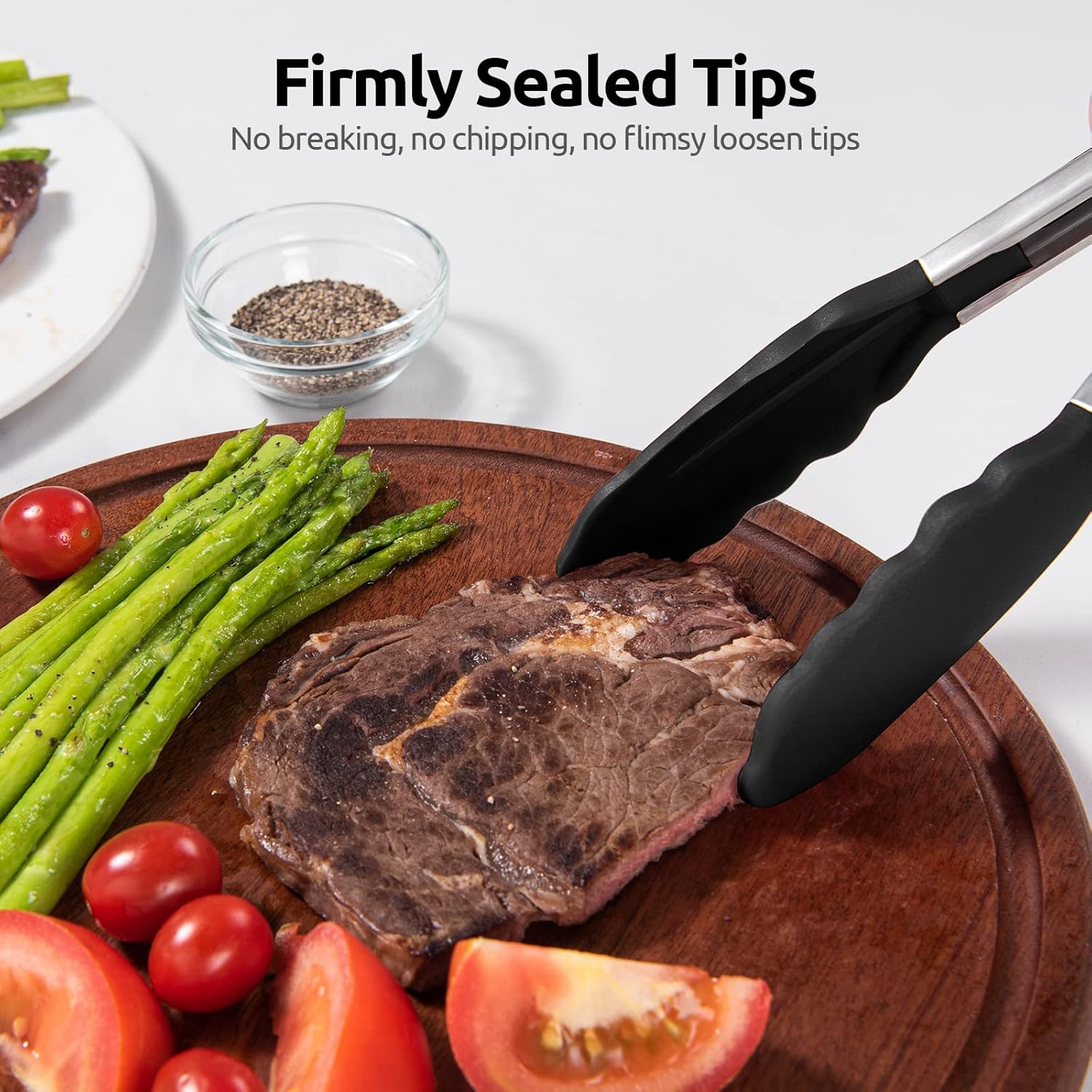 Heat Resistant Silicone Stainless Steel Kitchen Tongs With Locking Handle