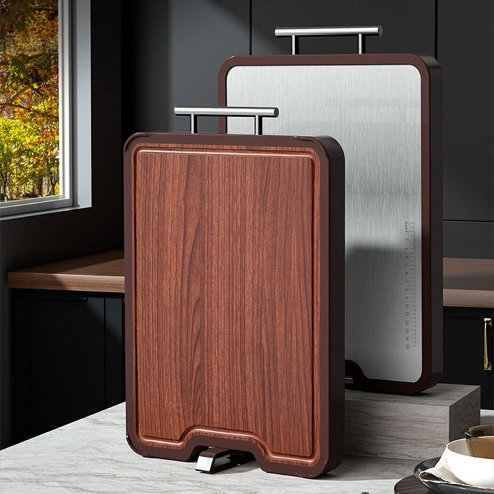Stainless Steel and Ebony Double-Sided Antibacterial Cutting Board