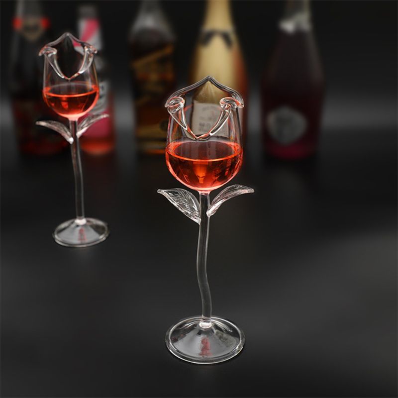 Rose Flower-Shaped Glass Goblet 3.4 fl oz