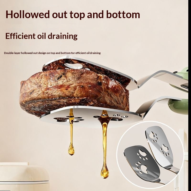 Extended Non-Slip 2-in-1 Stainless Steel Food Tongs