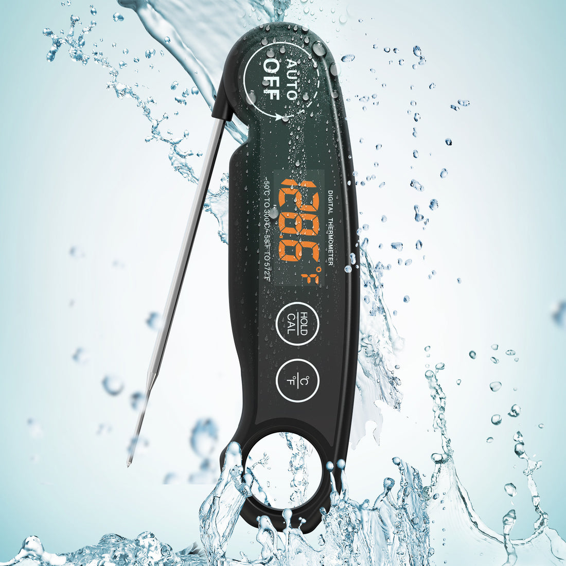 Folding BBQ Meat Thermometer with LED Display