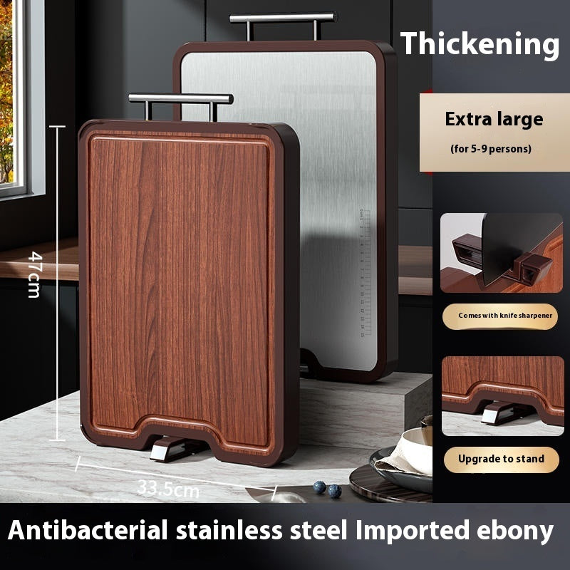 Stainless Steel and Ebony Double-Sided Antibacterial Cutting Board