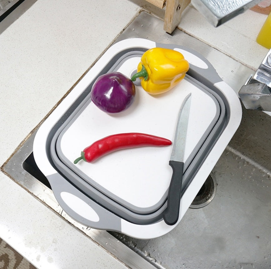 Folding Multifunctional Vegetable Cutting Board With Washing Basket