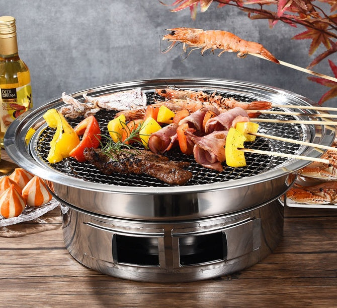 Korean Stainless Steel Charcoal BBQ Grill for Home and Commercial Use