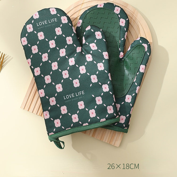 Heat Resistant Cotton Microwave Oven Mitts Kitchen Gloves