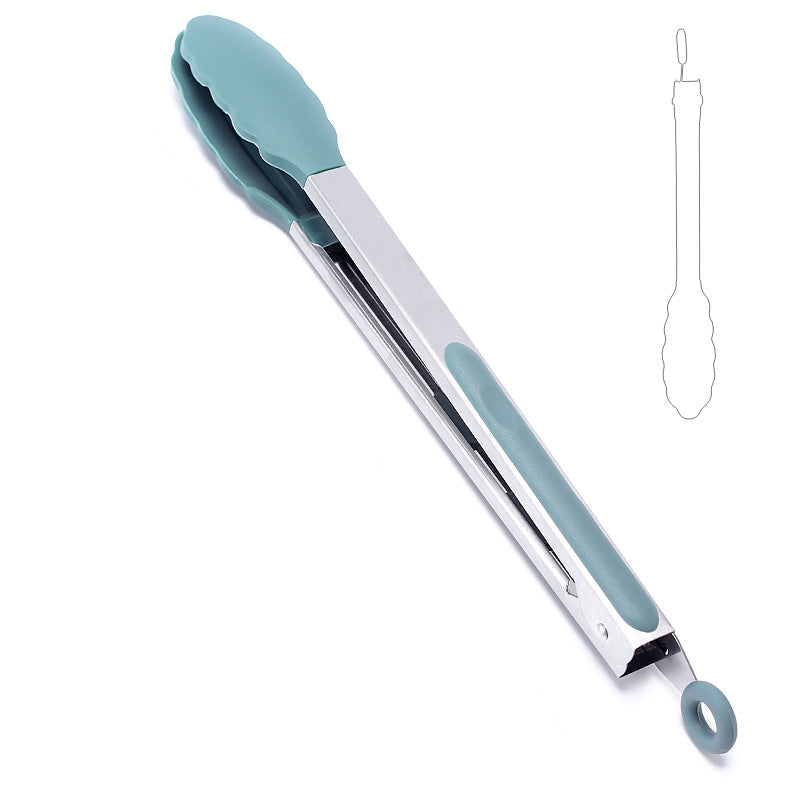 Heat Resistant Silicone Stainless Steel Kitchen Tongs With Locking Handle