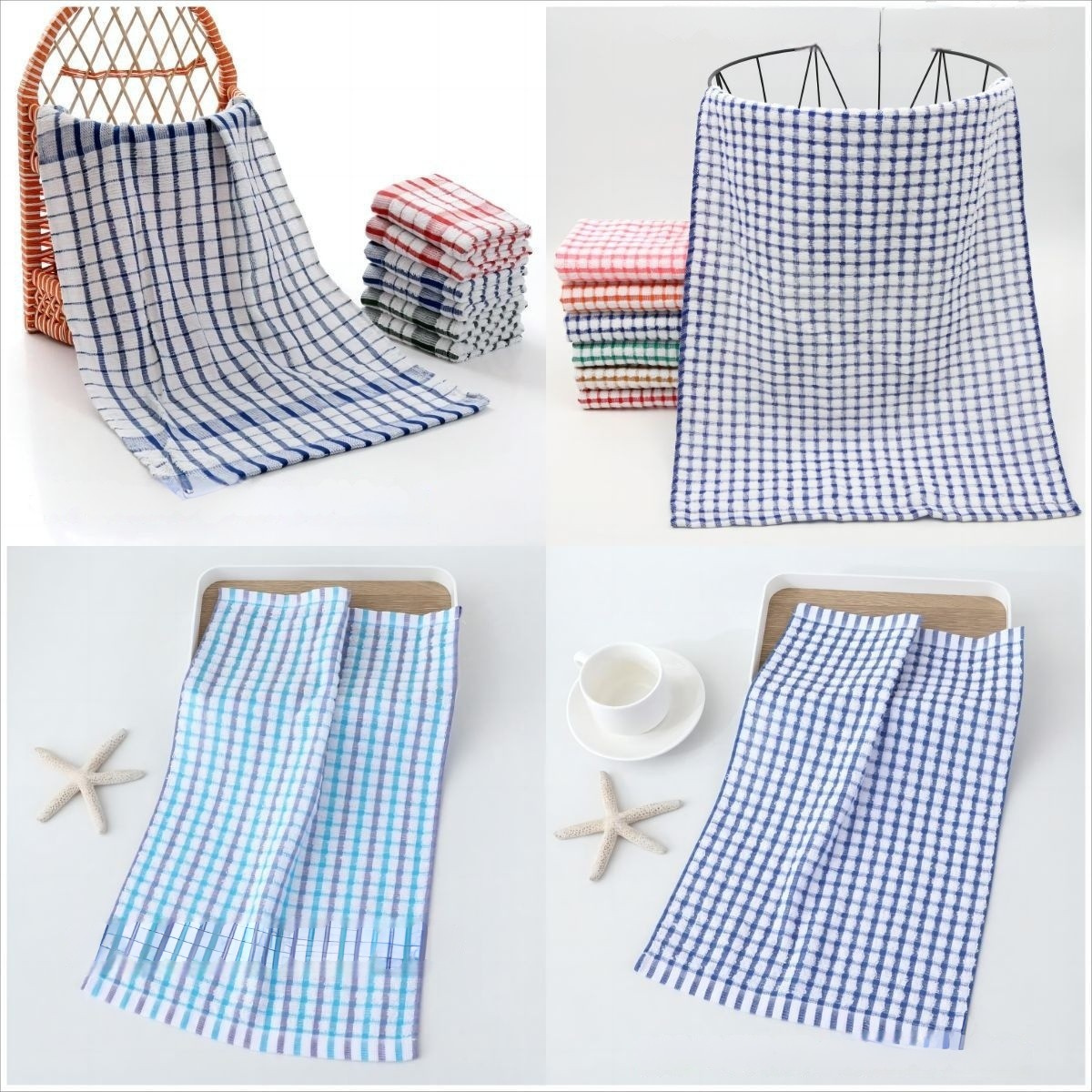 Cotton Plaid Kitchen Dish Towel
