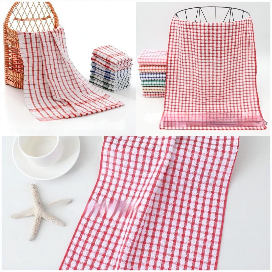 Cotton Plaid Kitchen Dish Towel
