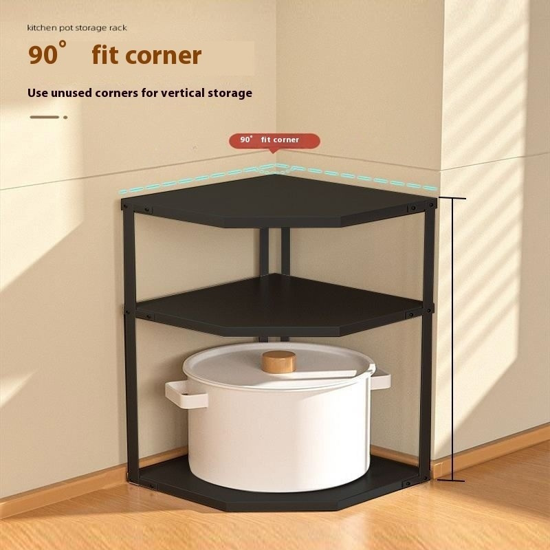 Kitchen Fan-shaped Pot Rack Corner Seasoning Storage