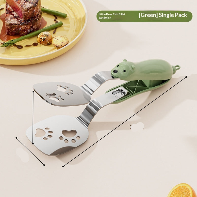 Extended Non-Slip 2-in-1 Stainless Steel Food Tongs