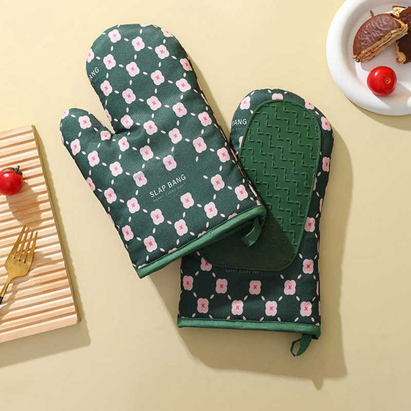 Heat Resistant Cotton Microwave Oven Mitts Kitchen Gloves