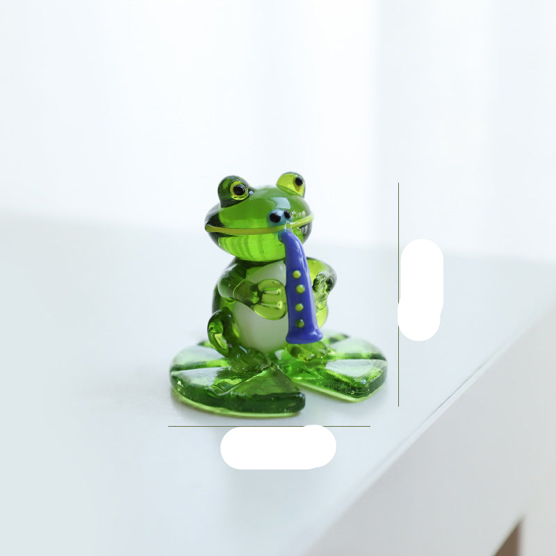 Home Decor Glass Frog Ornament Shape