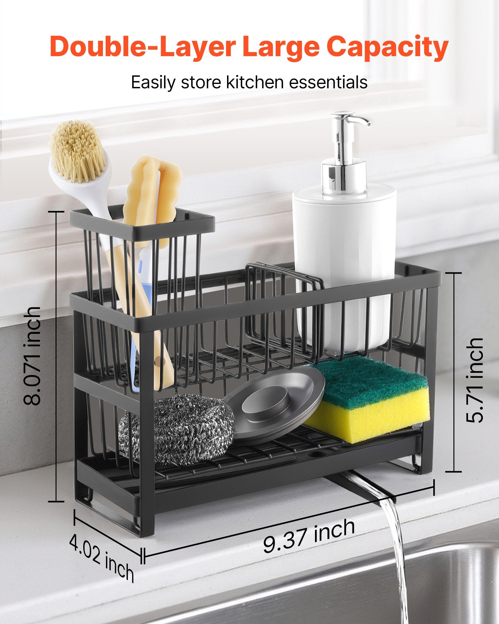 Kitchen Sink Caddy Sponge Holder Organizer Storage