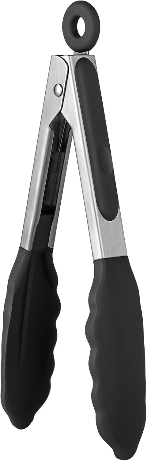 Heat Resistant Silicone Stainless Steel Kitchen Tongs With Locking Handle