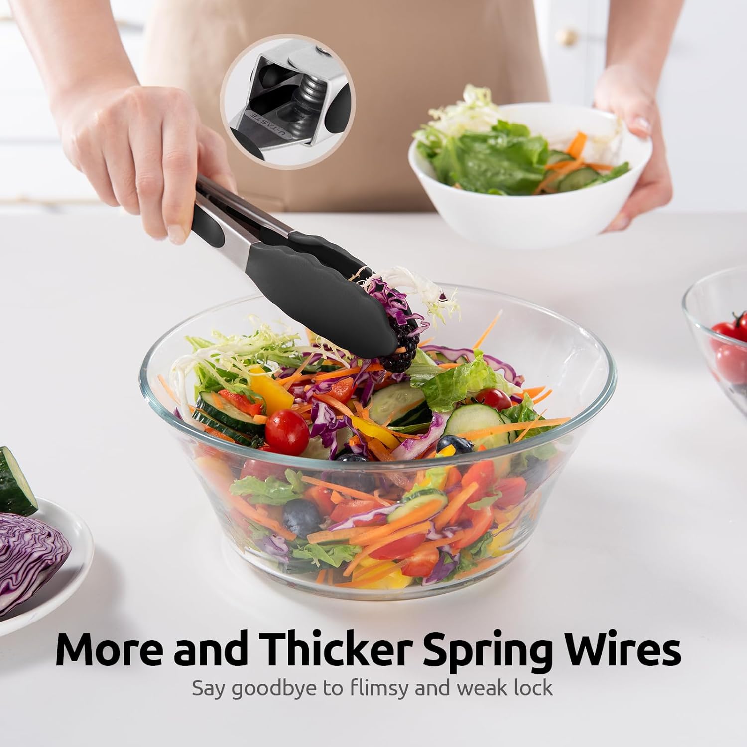 Heat Resistant Silicone Stainless Steel Kitchen Tongs With Locking Handle
