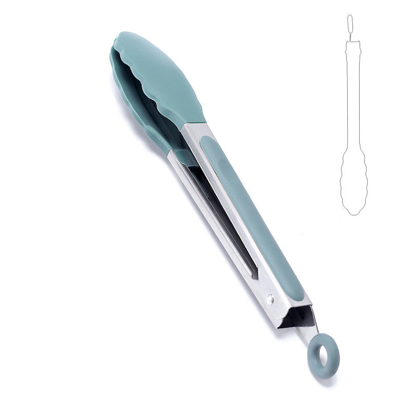 Heat Resistant Silicone Stainless Steel Kitchen Tongs With Locking Handle