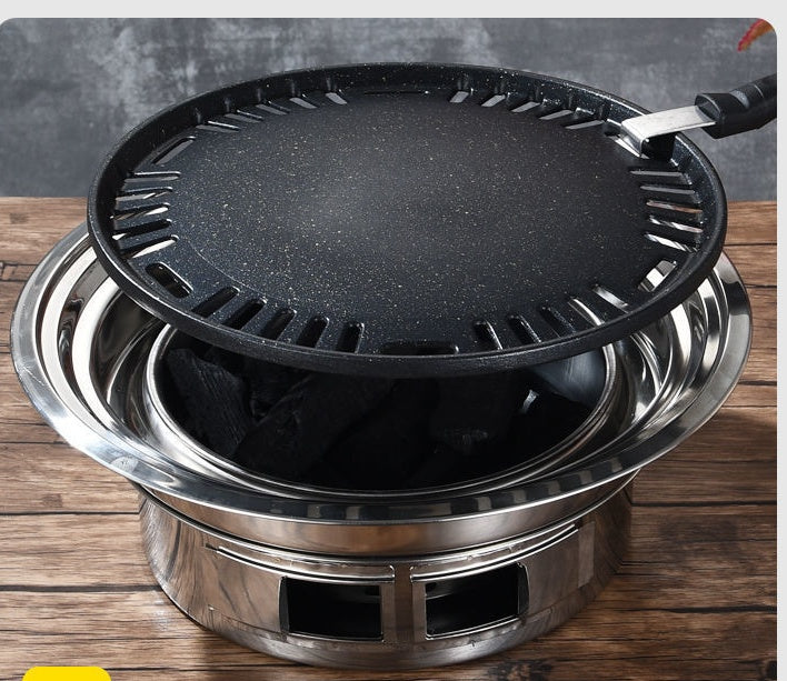 Korean Stainless Steel Charcoal BBQ Grill for Home and Commercial Use