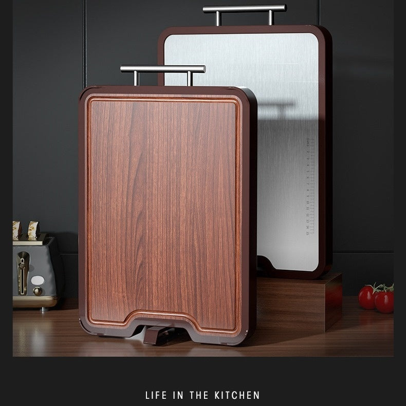 Stainless Steel and Ebony Double-Sided Antibacterial Cutting Board