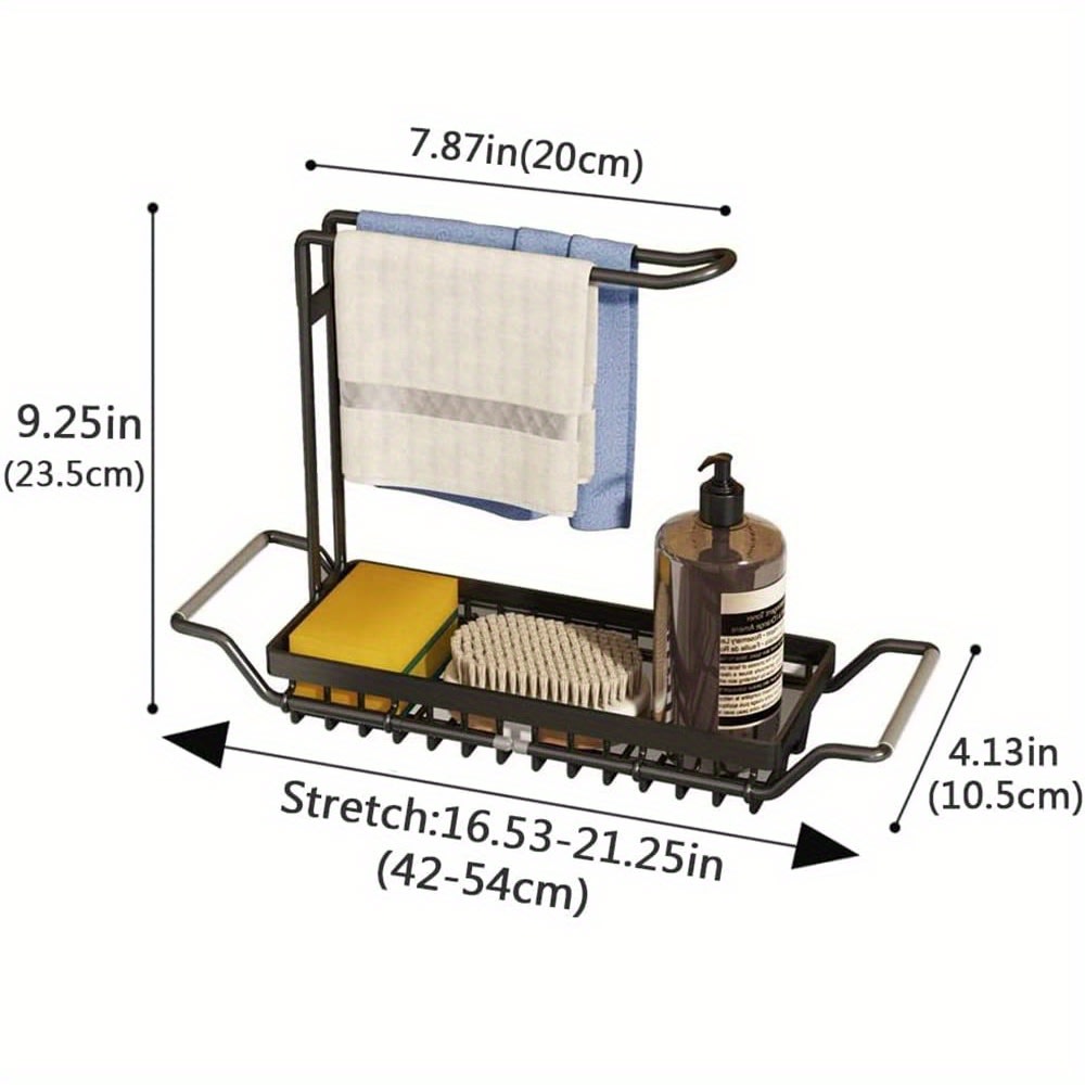 Expandable Stainless Steel Sink Caddy Organizer With Holder