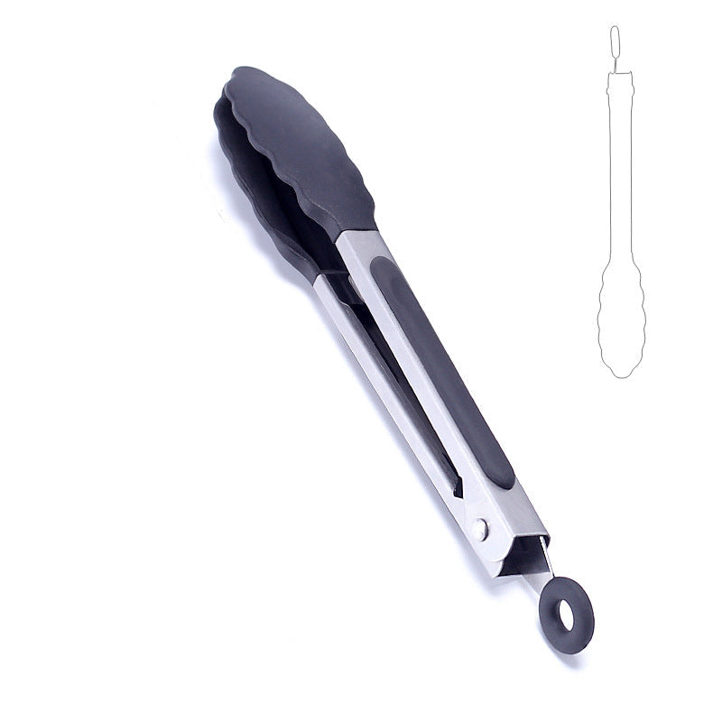 Heat Resistant Silicone Stainless Steel Kitchen Tongs With Locking Handle