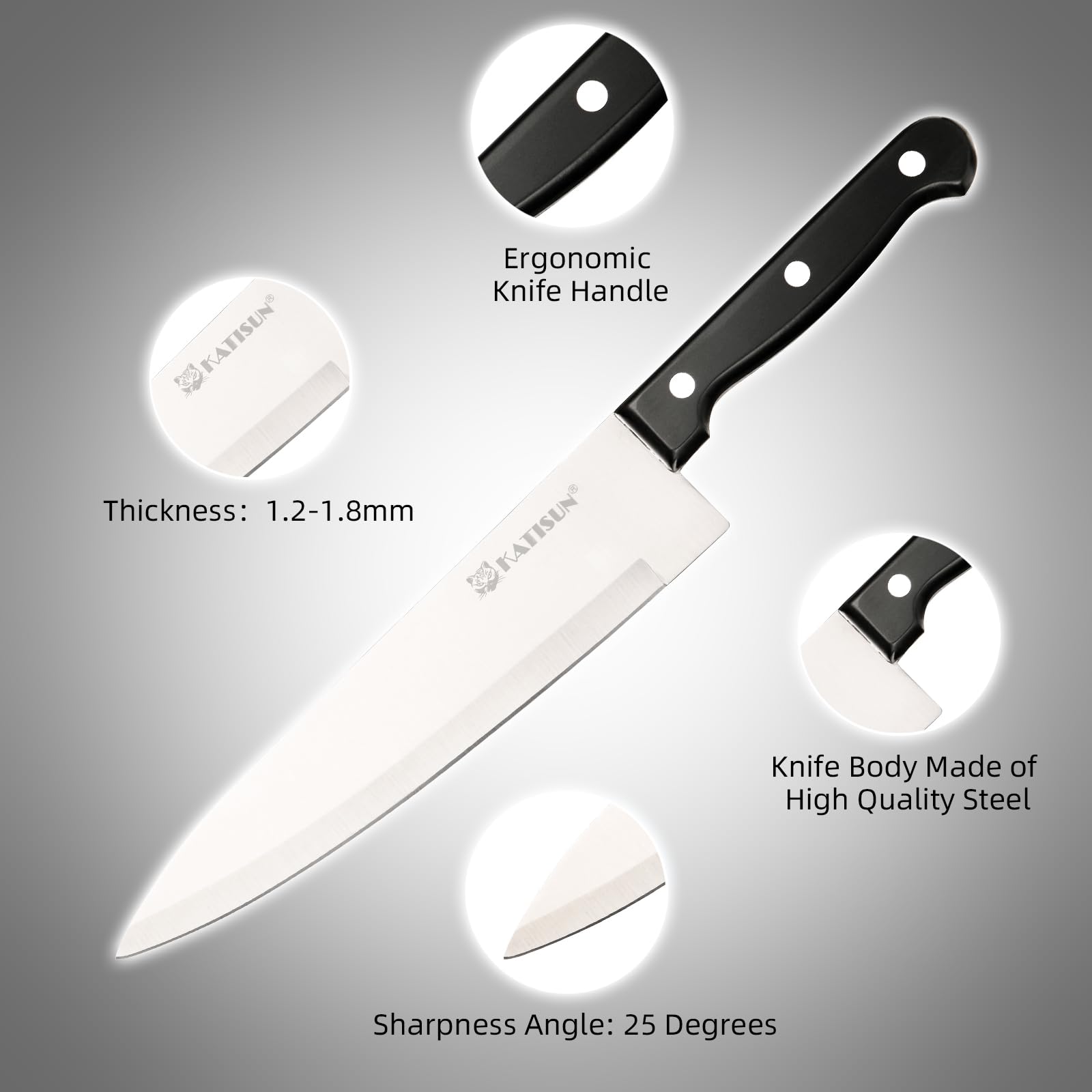 19 Piece German Steel Kitchen Knife Set With Sharpener