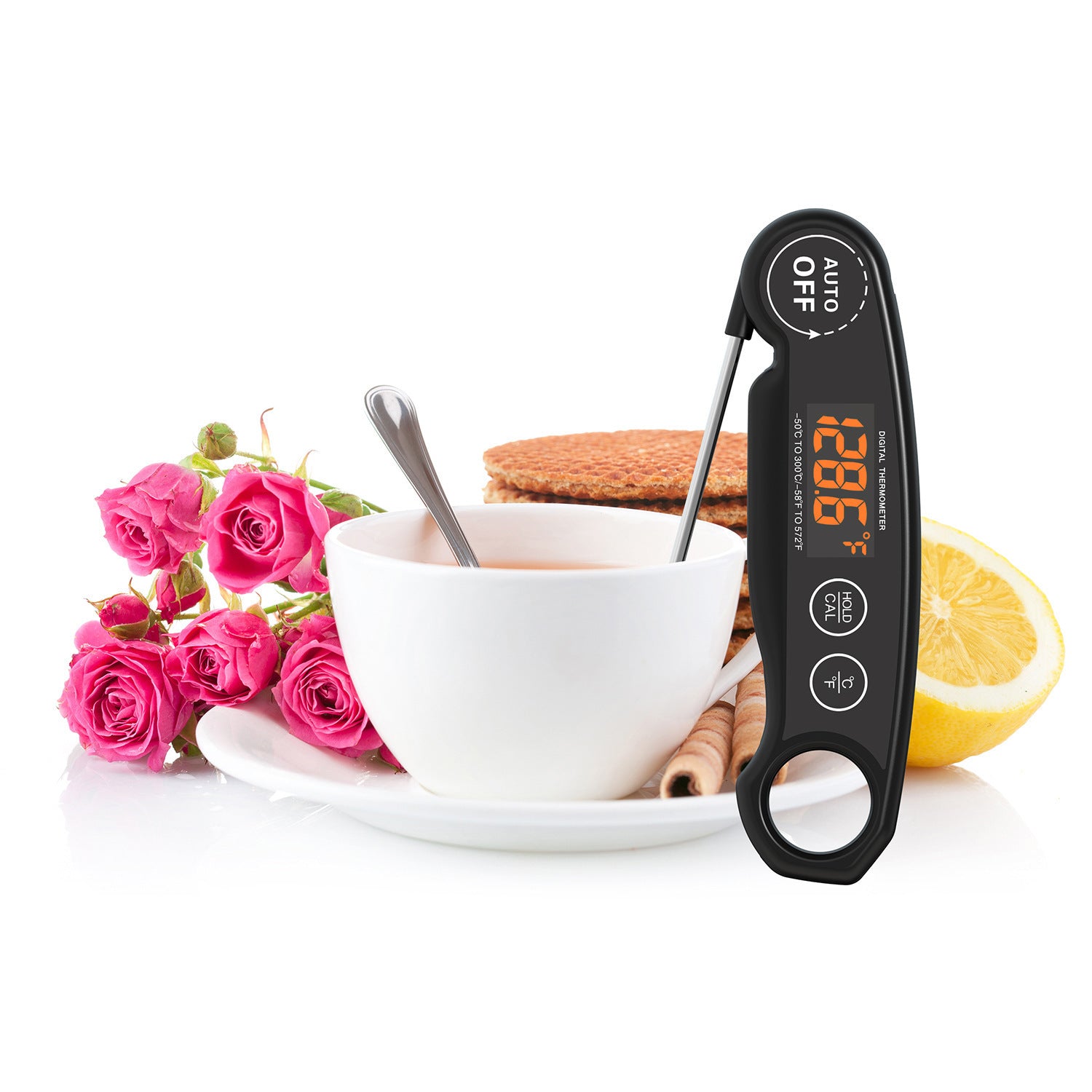 Folding BBQ Meat Thermometer with LED Display