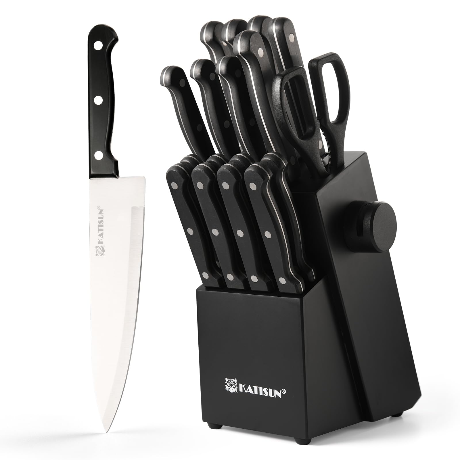 19 Piece German Steel Kitchen Knife Set With Sharpener
