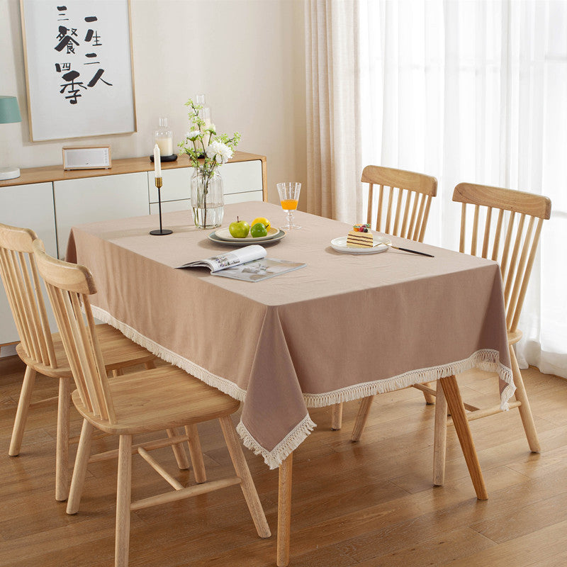 All Cotton Washed Cotton Tassel Coffee Table Cloth Table Cloth