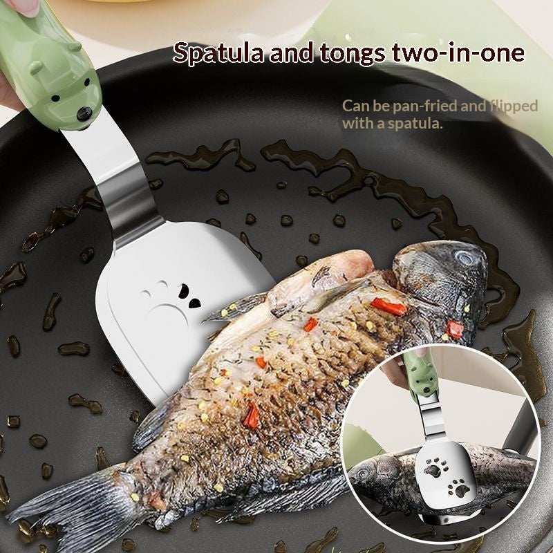 Extended Non-Slip 2-in-1 Stainless Steel Food Tongs