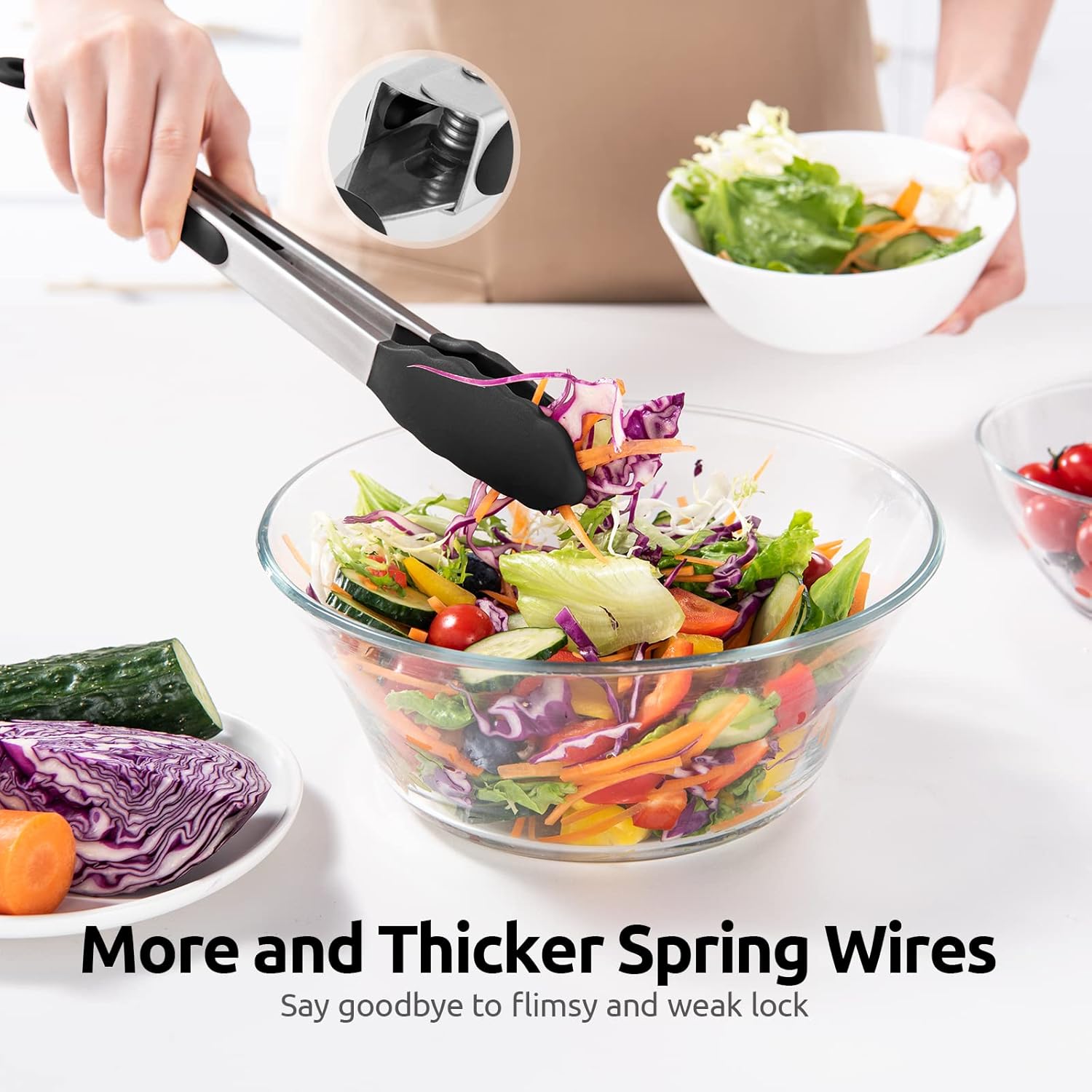 Heat Resistant Silicone Stainless Steel Kitchen Tongs With Locking Handle