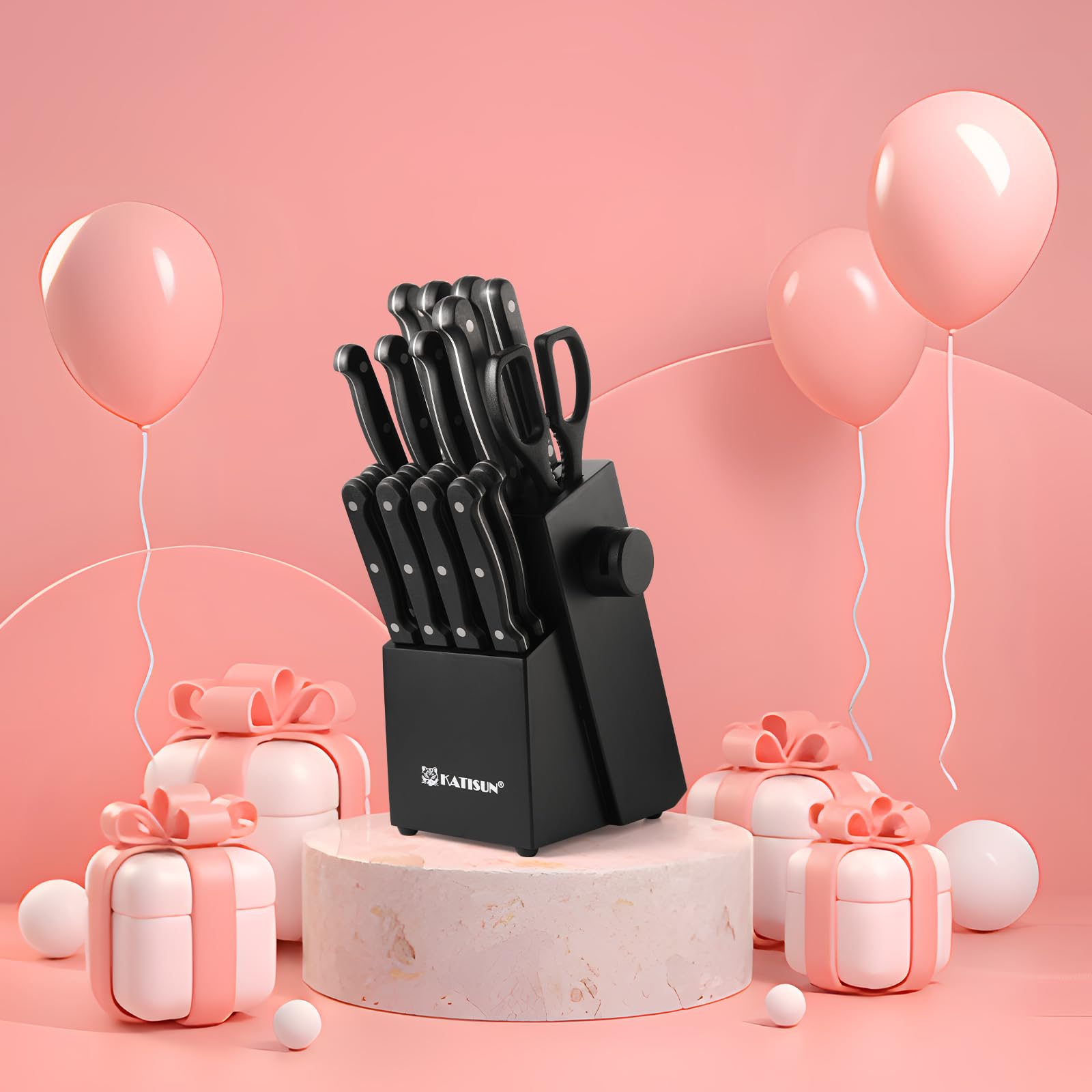 19 Piece German Steel Kitchen Knife Set With Sharpener